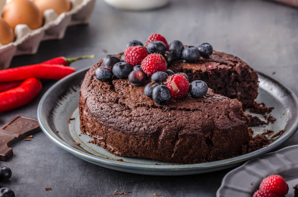 istock Brownies cake with chilli and berrries 670015962