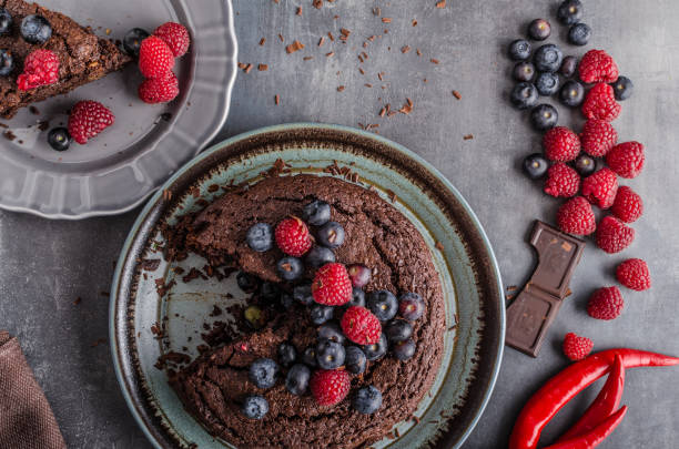 istock Brownies cake with chilli and berrries 670018176