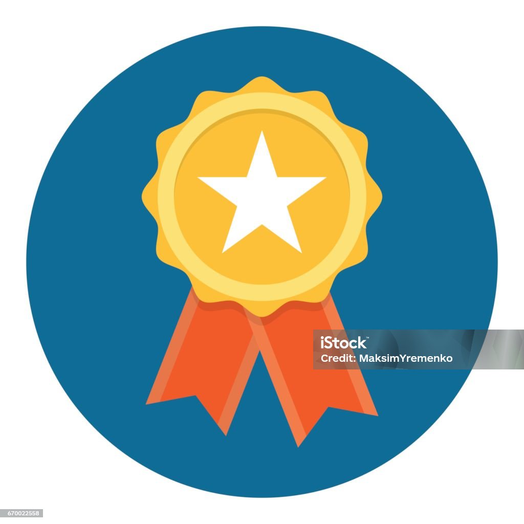Gold Star Quality Badge Gold Star Quality Badge with red ribbon, Vector Illustration Icon Symbol stock vector