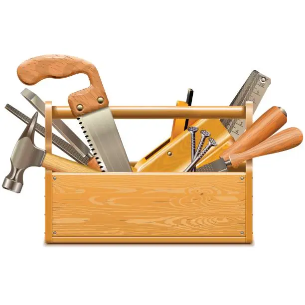 Vector illustration of Vector Toolbox with Retro Instruments