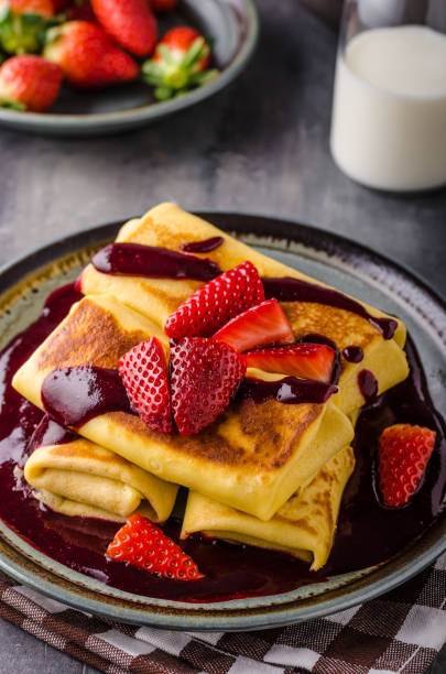 istock Filled pancakes with strawberries 670048822