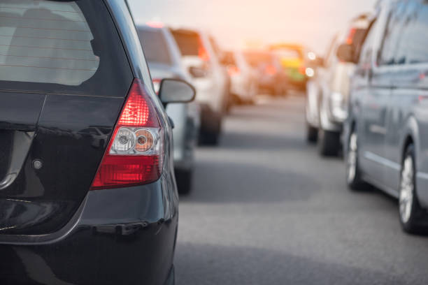 istock row of car with traffic jam 670050486