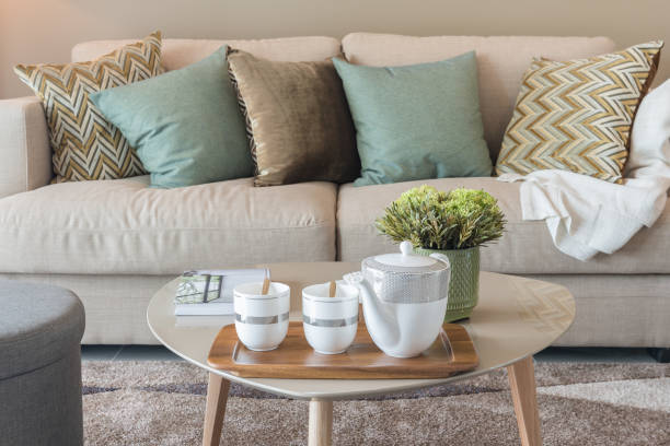 istock set of pillows on classic sofa in modern living room 670050568