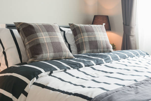 istock modern bedroom design with black and white blanket 670050644