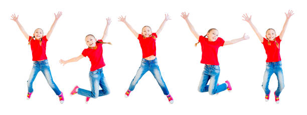 istock Happy girl jumping 670065650