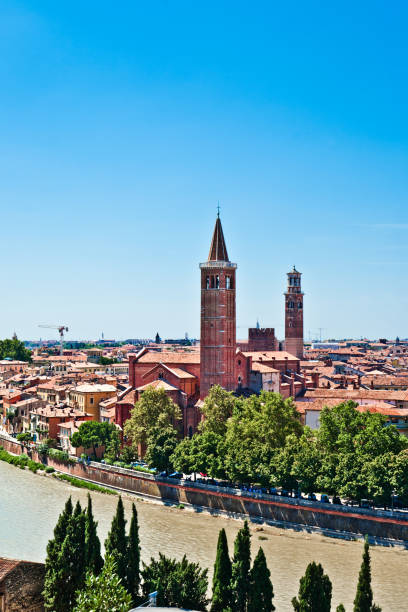 istock Verona panoramic view from the hill over the medieval city with river 670065848