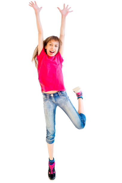 istock Happy girl jumping 670068972
