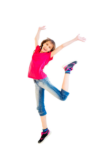 istock Happy girl jumping 670069046