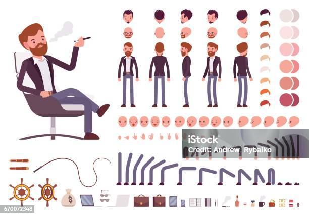 Male Manager Character Creation Set Stock Illustration - Download Image Now - Characters, Men, Creativity