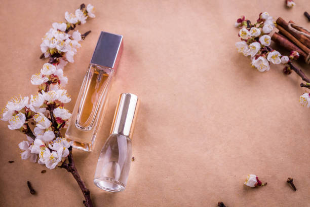istock Bottles of perfume with ingredients 670085084