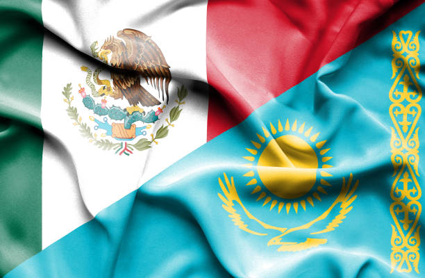 istock Waving flag of Kazakhstan and Mexico 670090142