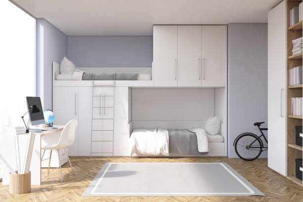 istock Gray teenager room wtih computer 670090306