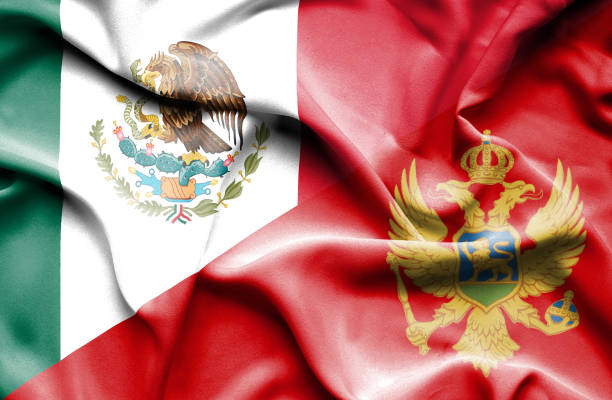 istock Waving flag of Montenegro and Mexico 670090310