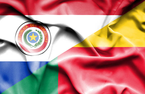 istock Waving flag of Benin and Paraguay 670091684