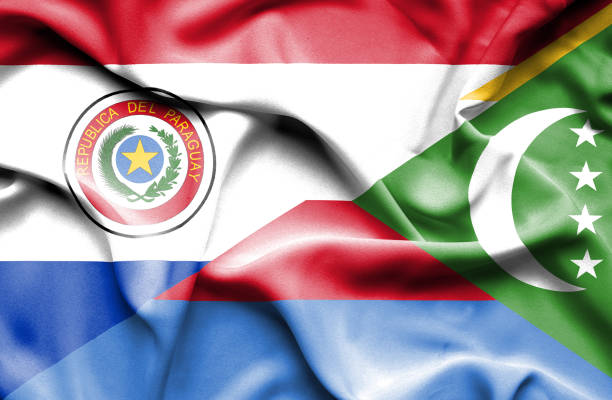 istock Waving flag of Comoros and Paraguay 670091728