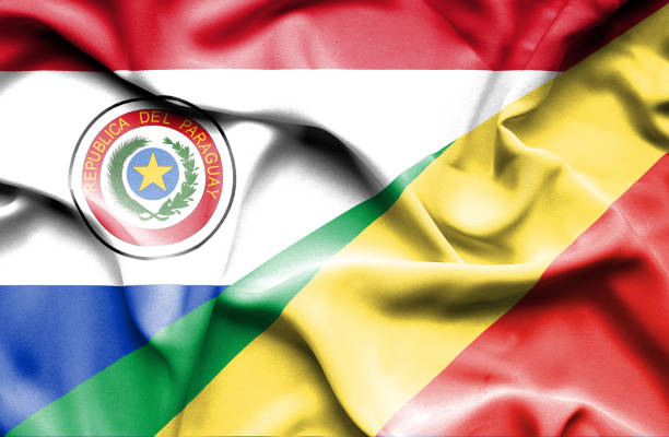 istock Waving flag of Congo Republic and Paraguay 670091760