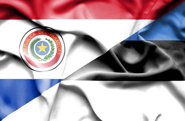 istock Waving flag of Estonia and Paraguay 670091784