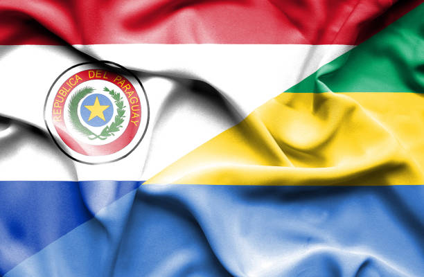 istock Waving flag of Gabon and Paraguay 670091820