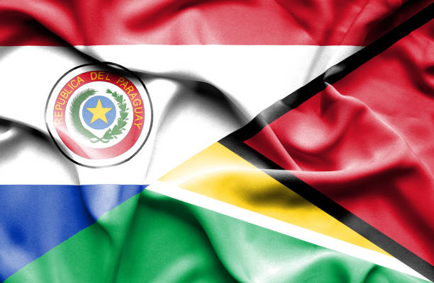 istock Waving flag of Guyana and Paraguay 670091842