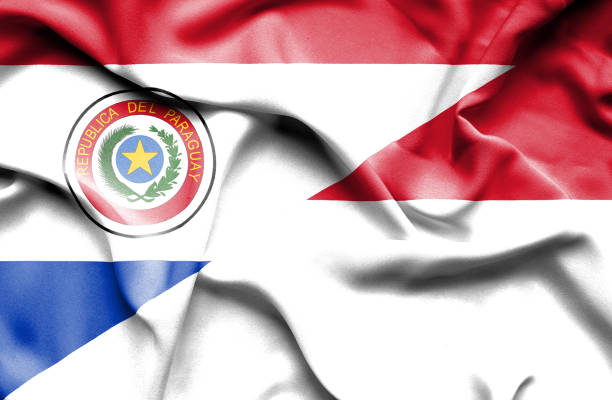istock Waving flag of Indonesia and Paraguay 670091882