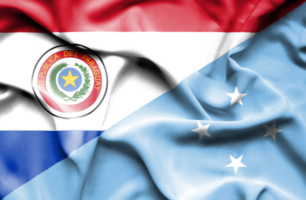 istock Waving flag of Micronesia and Paraguay 670092266