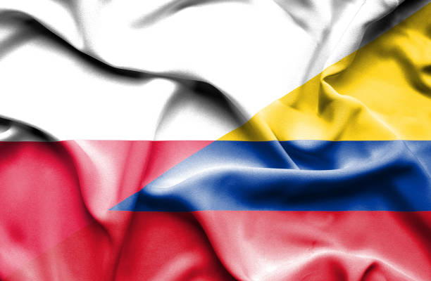 istock Waving flag of Columbia and  Poland 670095604