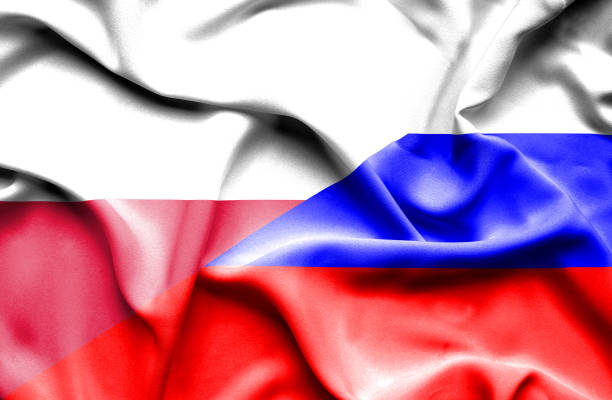 istock Waving flag of Russia and Poland 670095996