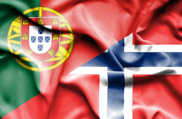 istock Waving flag of Norway and Portugal 670096876