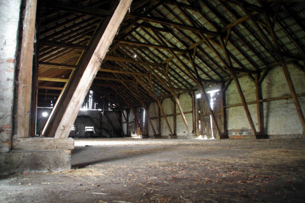istock Wooden rural barn with big supports 670097212