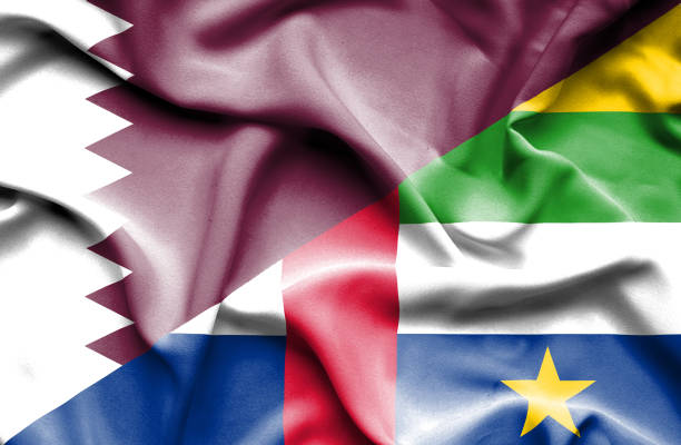 istock Waving flag of Central African Republic and Qatar 670101598
