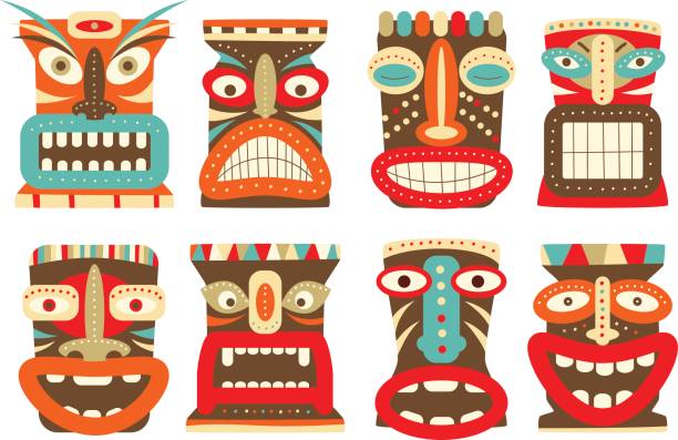 istock Set of tiki tribal mask 670103558