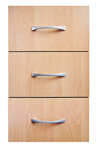Three drawers on a white background