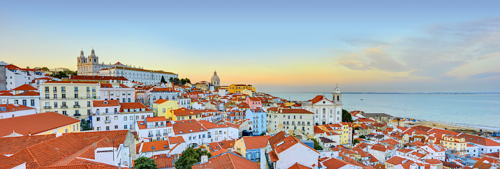 Lisbon Historical City Panorama, Alfama architecture, Portugal