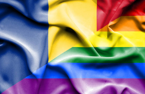 istock Waving flag of Pride and Romania 670112648