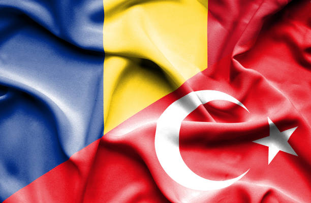istock Waving flag of Turkey and Romania 670112740