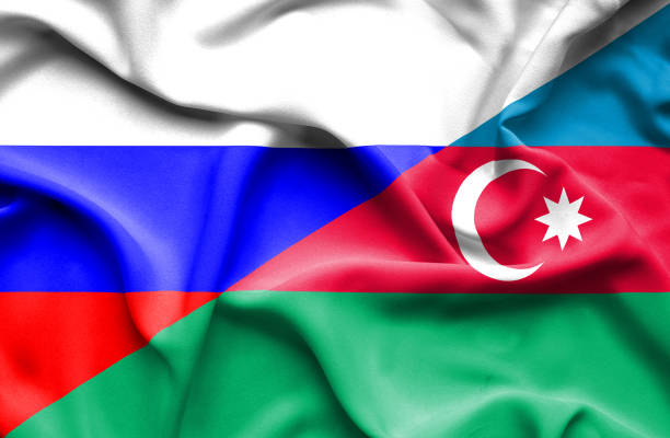istock Waving flag of Azerbajan and Russia 670112824