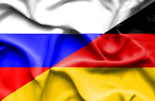 istock Waving flag of Germany and Russia 670113002