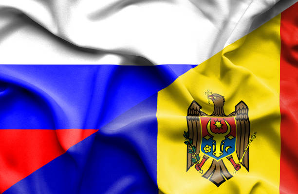 illustrazioni stock, clip art, cartoni animati e icone di tendenza di bandiera della moldavia e della russia - moldavia europa orientale