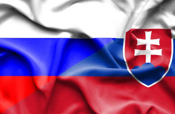 istock Waving flag of Slovakia and Russia 670113304