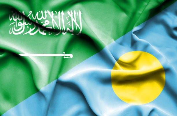 istock Waving flag of Palau and Saudi Arabia 670115160