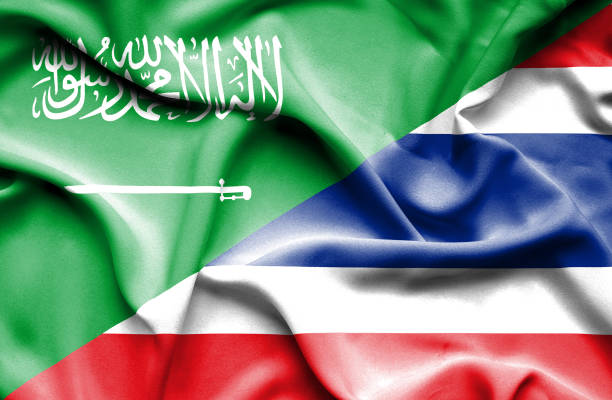 Waving flag of Thailand and Saudi Arabia Waving flag of Thailand and Saudi Arabia thai flag stock illustrations