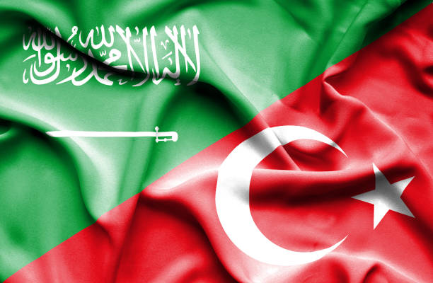 istock Waving flag of Turkey and Saudi Arabia 670115976