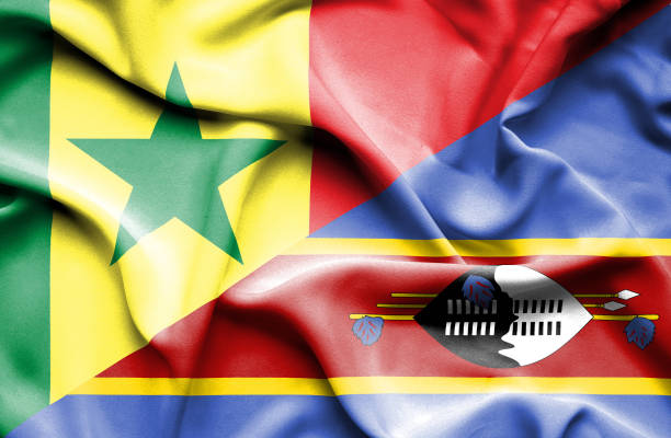 istock Waving flag of Swazliand and Senegal 670116706