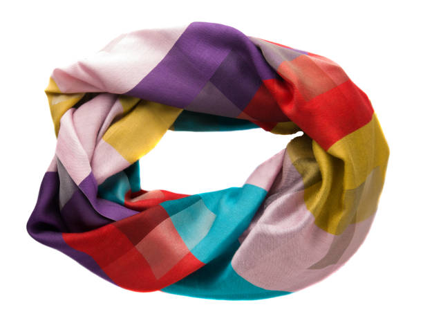 istock scarf summer. multicolored scarf. Scarf top view 670120298
