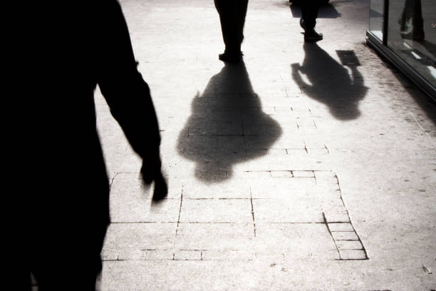City shadows and silhouettes stock photo
