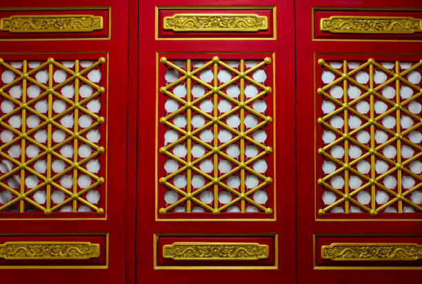 Beautiful Chinese interior pattern with red and gold color