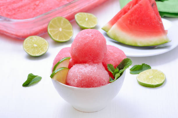 istock Scoop of watermelon sorbet 670123822