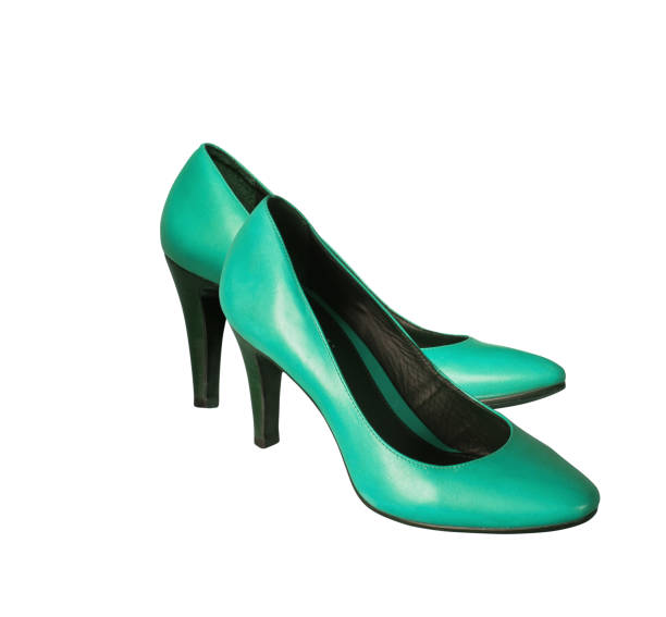 istock Women's blue shoes on a white background 670123828