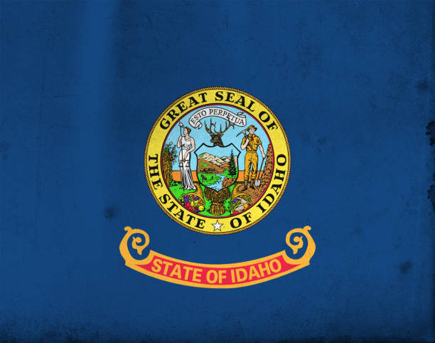 istock Flag of Idoha, USA with an old, vintage style 670123926