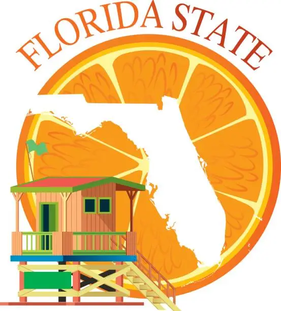 Vector illustration of Florida and Beach